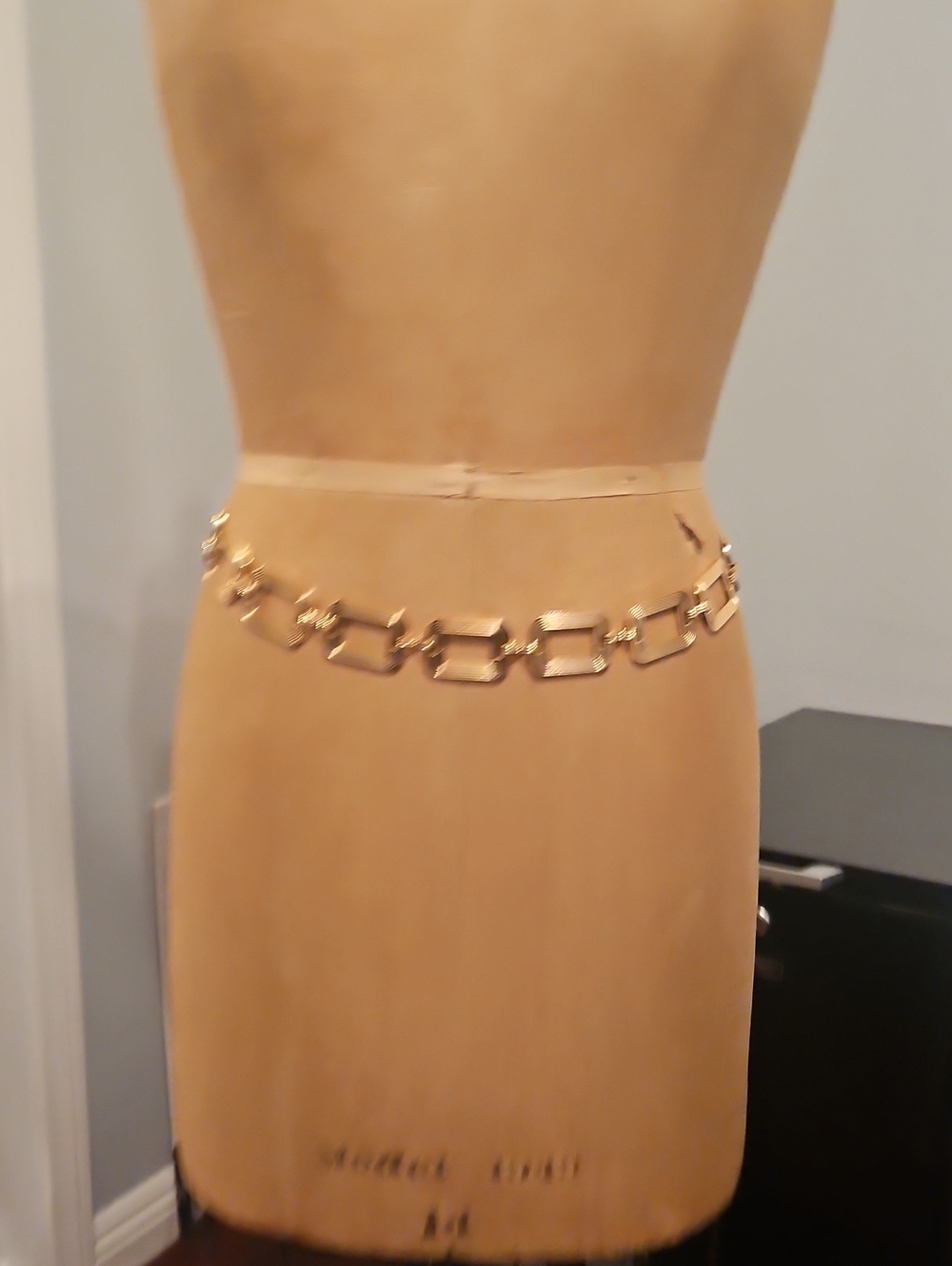 Gold Tone Geometric Link Waist Chain Belt